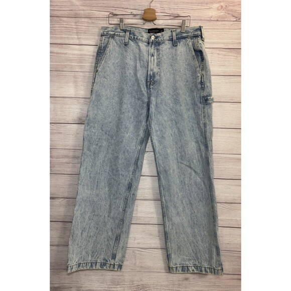 Abercrombie & Fitch Jeans Mens 34x32 Rigid Denim Baggy - Picture 1 of 12